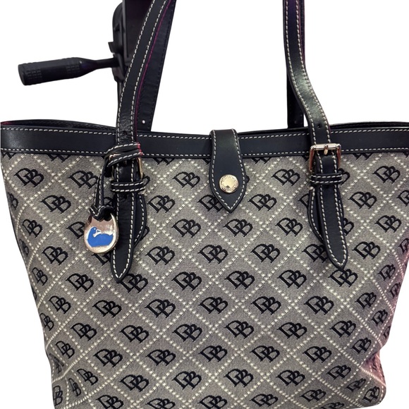 Dooney & Bourke Black Monogram Canvas Tote Bag - Picture 1 of 12